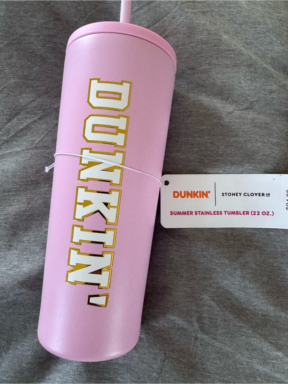 Stoney Clover Lane Pink Dunkin' Logo Slim Tumbler